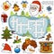 Color crossword, education game for children about Christmas