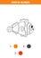 Color cute clownfish by numbers. Worksheet for kids