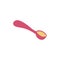 Color deep spoon filled with yellow food in flat style