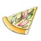 Color Delicious Freshness Slice Pizza Hand Drawn Vector