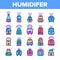 Color Different Humidifier Icons Set Vector