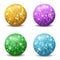 Color disco balls. Realistic reflection ball mirrored disco party silver glitter equipment retro rays mirrorball set