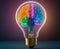 Color Divided Brain Lightbulb