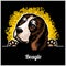 Color dog head, Beagle breed on black background