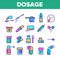 Color Dosage, Dosing Drugs Vector Linear Icons Set