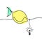 Color drawing line lemon with light bulb