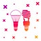Color Economical LED illuminated lightbulb and fluorescent light bulb icon isolated on white background. Save energy