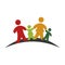 Color emblem pictogram with family group