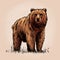 Color engrave isolated grizzly bear