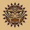 Color ethnic symbol-mask of the Maori people - Tiki. Thunder-like is symbol of God. Sacrad tribal sign in the Polenesian style for