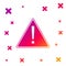 Color Exclamation mark in triangle icon on white background. Hazard warning sign, careful, attention, danger warning