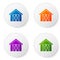 Color Farm house icon isolated on white background. Set icons in circle buttons. Vector