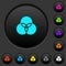 Color filter dark push buttons with color icons