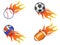 Color fire ball icons set