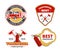 Color firefighter emblems, labels and badges vector set