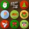 Color flat icon set of christmas elements