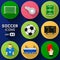 Color flat icon set of soccer elements