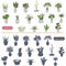 Color flat and simple home plants icons set