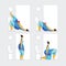 Color  flat style illustration of a girl exercising.