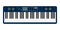 Color flat style vector grey blue piano roll analog synthesizer faders buttons knobs display on white background
