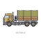 Color flat vector icon construction machinery truck wagon. Industrial style. Corporate cargo delivery. Commercial