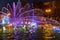 Color fountain in center of Chelyabinsk at night