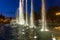 Color fountain in center of Chelyabinsk at night