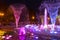 Color fountain in center of Chelyabinsk at night