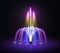 Color fountain. Realistic luminous dancing fountain, water jets backlighting show, creative landscape park element, pink