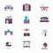 Color furniture line icons set