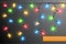 Color garland, festive decorations. Glowing christmas lights isolated on transparent background