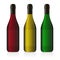 Color Glass Vine Bottle Set on White Background. Vector