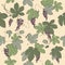 Color grapevine seamless pattern based on hand drawn sketch.