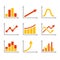 Color Graph Chart Icons Set. Vector