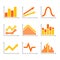 Color Graph Chart Icons Set on White Background. Vector