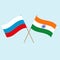 Color graphic image of flags of India and Russia. Isolated vector.