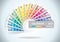 Color guide calendar 2017. Colorful charts samples. Rainbow paper hand fan.