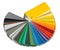 Color guide fan chart catalog with spectrum of all kind of various colors to choose paint from book. DIY renovation home