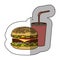 color hamburger and soda flat icon