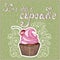 Color hand drawn sweet cupcake, lettering time for a cupcake