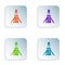 Color Handle broom icon isolated on white background. Cleaning service concept. Set colorful icons in square buttons