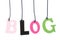 Color hanging wood blog letters