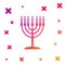 Color Hanukkah menorah icon isolated on white background. Religion icon. Hanukkah traditional symbol. Holiday religion