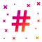Color Hashtag icon isolated on white background. Social media symbol. Modern UI website navigation. Gradient random