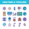 Color Heating And Cooling System Vector Linear Icons Set