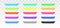 Color highlighter lines set isolated on transparent background. Red, yellow, pink, green, blue, purple, gray, black