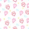 Color hipster pattern with heart, diamond and triangle on white background. Ornament for textile and wrapping. Vector