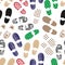 Color human shoes footprint various sole seamless pattern eps10