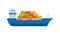 Color Icon Cargo Ship Maritime shipping. Sea transportation logistic.