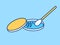 Color icon concept. Petri plate with track of bacteria on a nutrient medium with cotton swab. Dish with lid or cap.  Editable